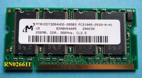 REF MICRON 256MB RAM Laptop Memory DDR SODIMM 333MHz CL2.5 PC2700S-2533-0-A1 