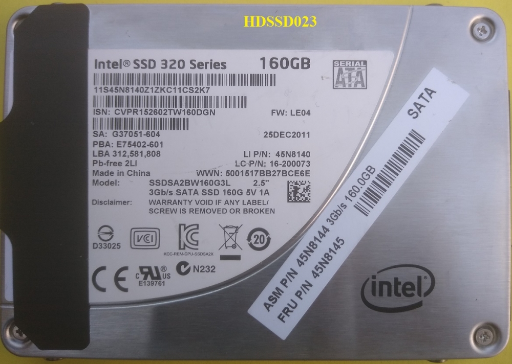 Intel SSDSA2BW160G3L Disque dur interne SSD pour ordinateur portable  45N8138 45N8057 45N8122 2,5 160 Go SATA 5400 tr/min SDD : :  Électronique
