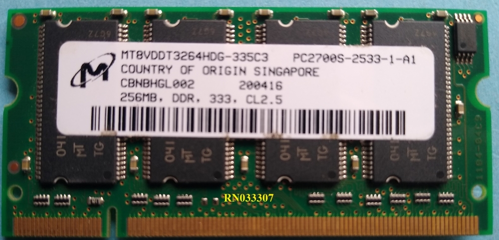 256Mb Micron MT8VDDT3264HDG-335C3 200pin 8chip PC2700 DDR 333MHz  Notebook Memory