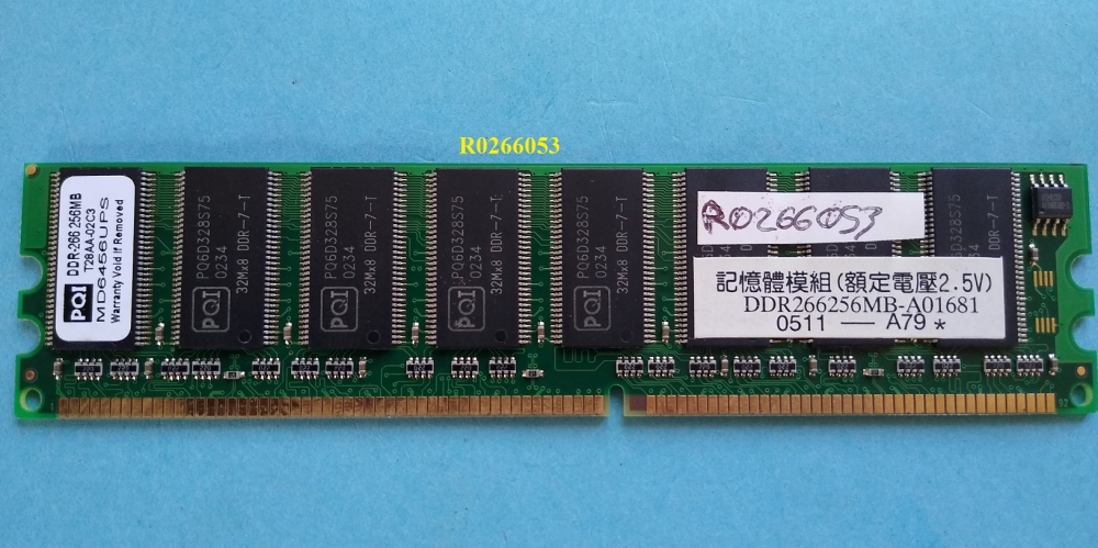 256Mb PQI T28AA-02C3 MD6456UPS 184pin 8chip CL2 PC2100 DDR 266MHz Desktop  Memory