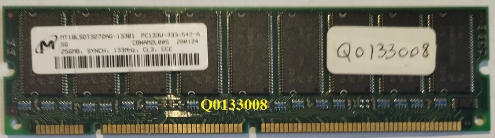 Memoria RAM Server 256MB PC133 ECC 133MHz CL3, Micron Per Dell, Usata Funzionante